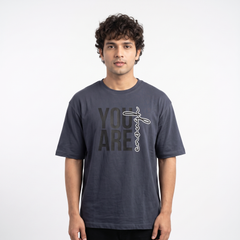 Men's You Are Enough Typography Oversized Grey T-Shirt