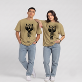 Unisex Bear Graphic Oversized Beige T-Shirt
