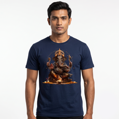 Men's Navy Blue Majestic Ganesha Graphic T-Shirt