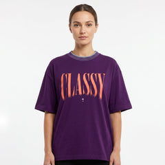 Women's "Classy" Graphic Oversized Purple T-Shirt