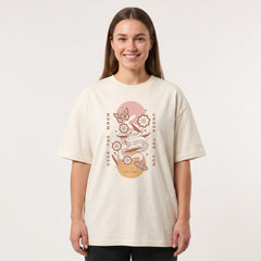 Women's Mystical Boho Graphic Oversized White T-Shirt