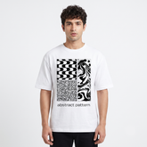 Men's Abstract Pattern Graphic Oversized White T-Shirt