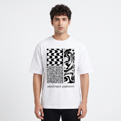 Men's Abstract Pattern Graphic Oversized White T-Shirt