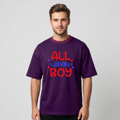 Men's Dark Purple All American Boy Oversized T-Shirt