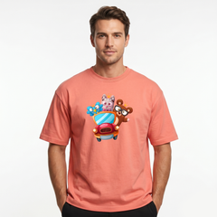 Unisex Coral Animal Joyride Oversized T-Shirt