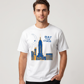 Men's White Built From Chaos Graphic Streetwear T-Shirt