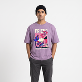 Men's Lavender Friend Graphic Oversized T-Shirt