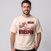 Men's Beige Ocean Whisper Graphic Streetwear T-Shirt