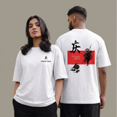 White Shadow Ninja Back Print Oversized T-Shirt