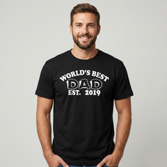 Men's Black World's Best Dad Graphic Oversized T-Shirt