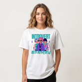 women's White Introvert Energy Anime Graphic T-Shirt