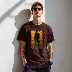 Men's Dreams Graphic Oversized Brown T-Shirt