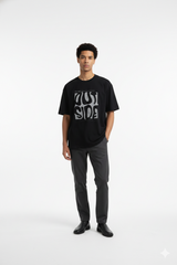 Men's Black Oversized Think Outside Graphic T-Shirt