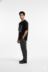 Men's Black Oversized Think Outside Graphic T-Shirt