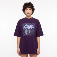 Women's Crazy Graffiti Oversized Purple T-Shirt
