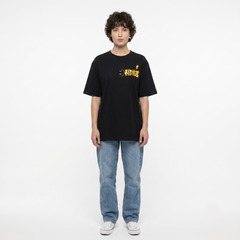 Women's Smile Graphic Oversized Black T-Shirt
