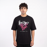 Men's Melted Grunge Graphic Oversized Black T-Shirt