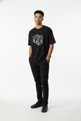 Think Outside The Box Oversized Black Graphic Tee