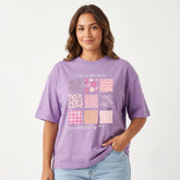 Women's "Enjoy Little Things" Oversized Purple T-Shirt