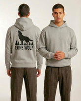 The Lone Wolf Howl Back Print Over-Sized Hoodie - Heather Grey