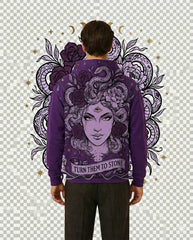 Lavender Medusa Graphic Print Streetwear Hoodie