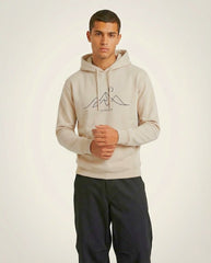 Beige 'Summit' Mountain Print Hoodie for Men Streetwear
