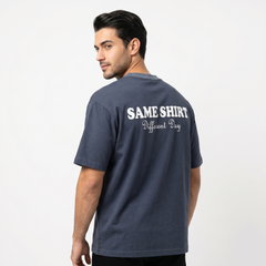 Men's Dark Grey Same Shirt Graphic Oversized T-Shirt