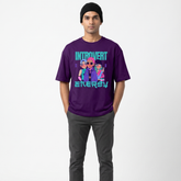 Men's Purple Introvert Energy Anime Graphic Oversized T-Shirt