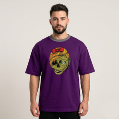 Men's Purple Zombie Girl Graphic Oversized T-Shirt