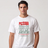 Men's White Retro Pizzeria Graphic Streetwear T-Shirt