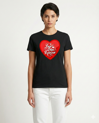 Love You Forever White Graphic T-Shirt - Casual Heart Tee