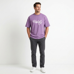 Purple Baseball Dad Graphic Oversized T-Shirt