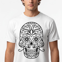 White Sugar Skull Graphic T-Shirt for Men