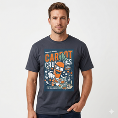 Men's Charcoal Carrot Graphic Cotton T-Shirt