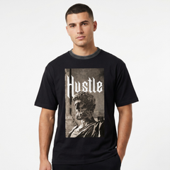 Men's Black Hustle Classical Statue Graphic T-Shirt