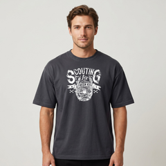 Men's Charcoal Scouting Graphic Cotton T-Shirt