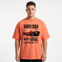 Men's Orange Monte Carlo Racing Oversized T-Shirt