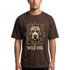 Men's Brown Wild Dog Graphic Cotton T-Shirt