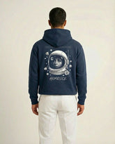 : Navy Blue Astronaut Graphic Back Print Streetwear Hoodie