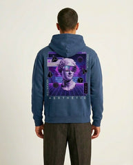 Men's Navy Blue Casual Fleece Hoodie - Regular Fit