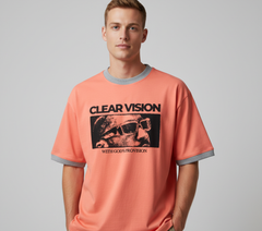 Peach Clear Vision Graphic Oversized T-Shirt