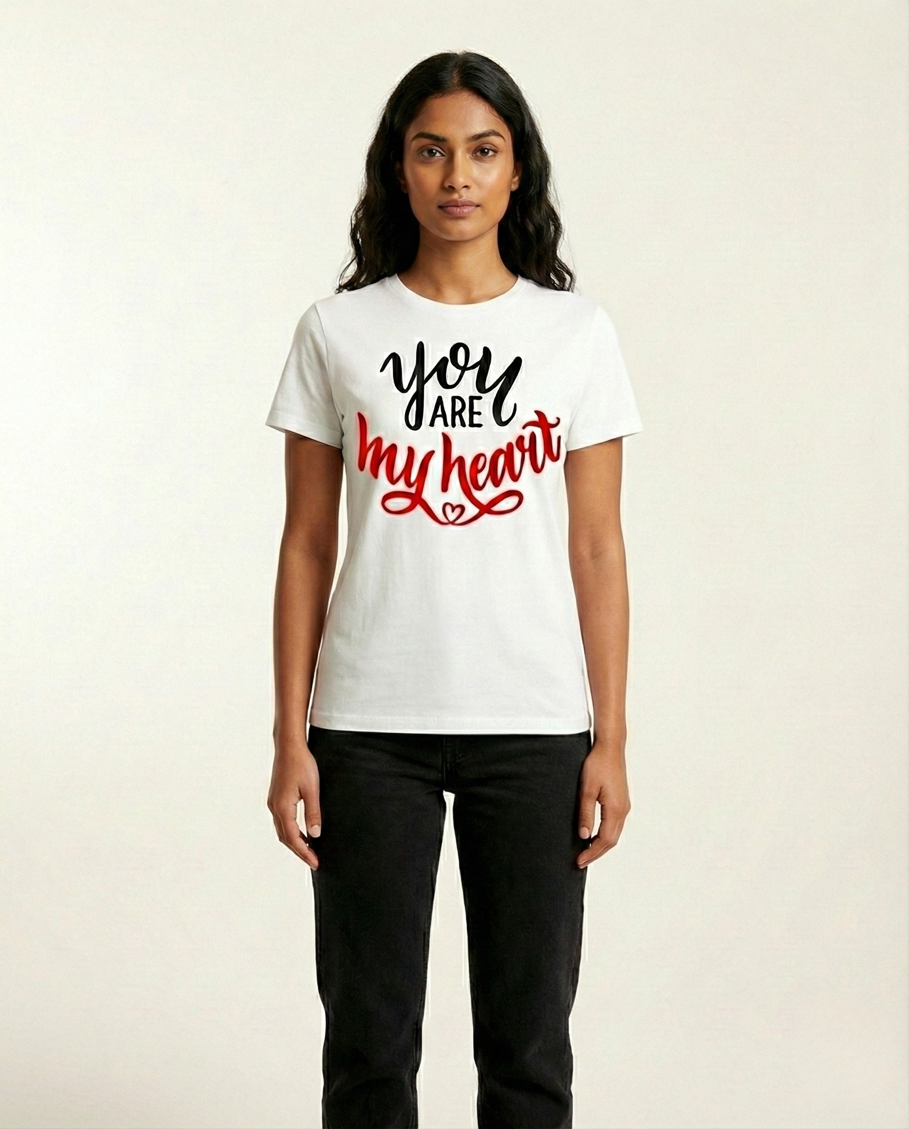 You Are My Heart Unisex Graphic White T-Shirt | Premium Cotton Round Neck Secondary image