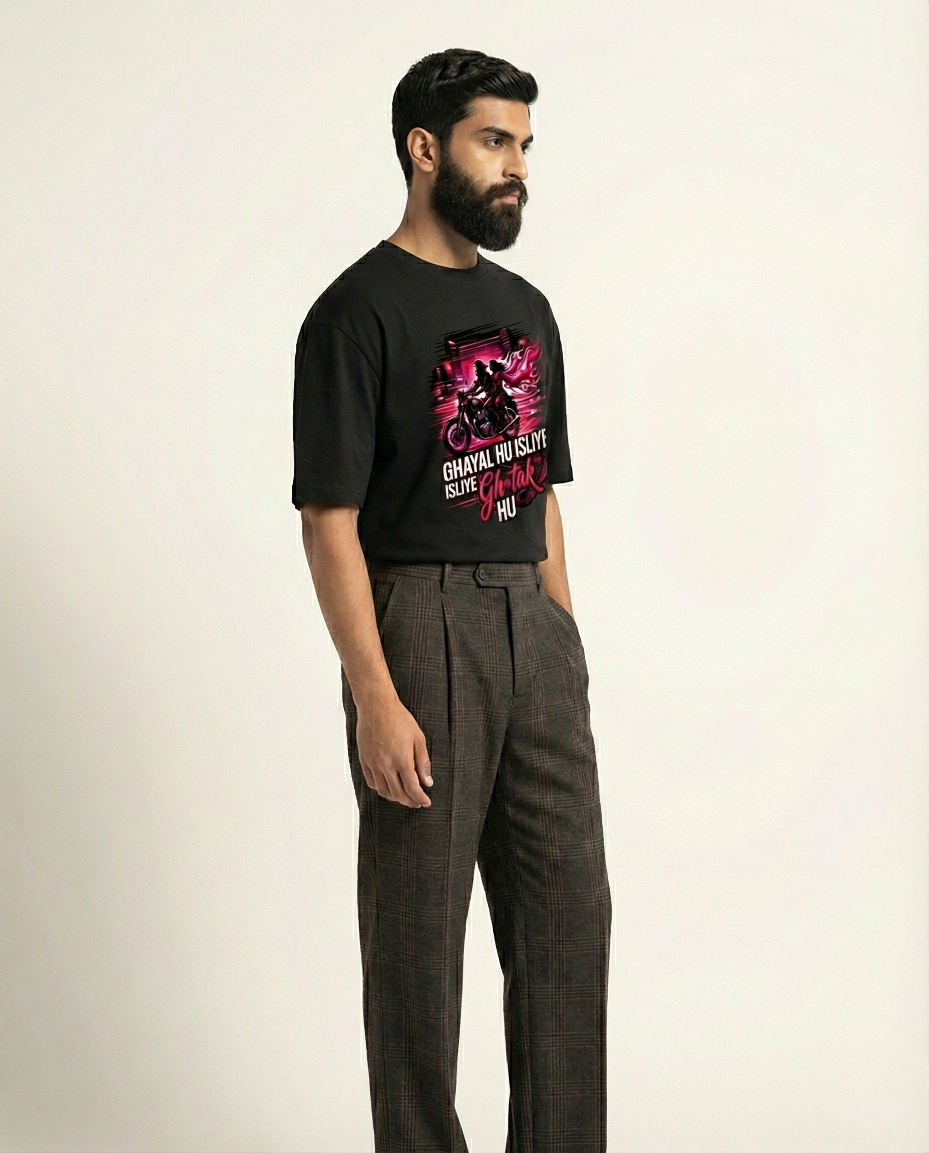 Men's Black Graphic Streetwear T-Shirt – Bike Print Secondary image