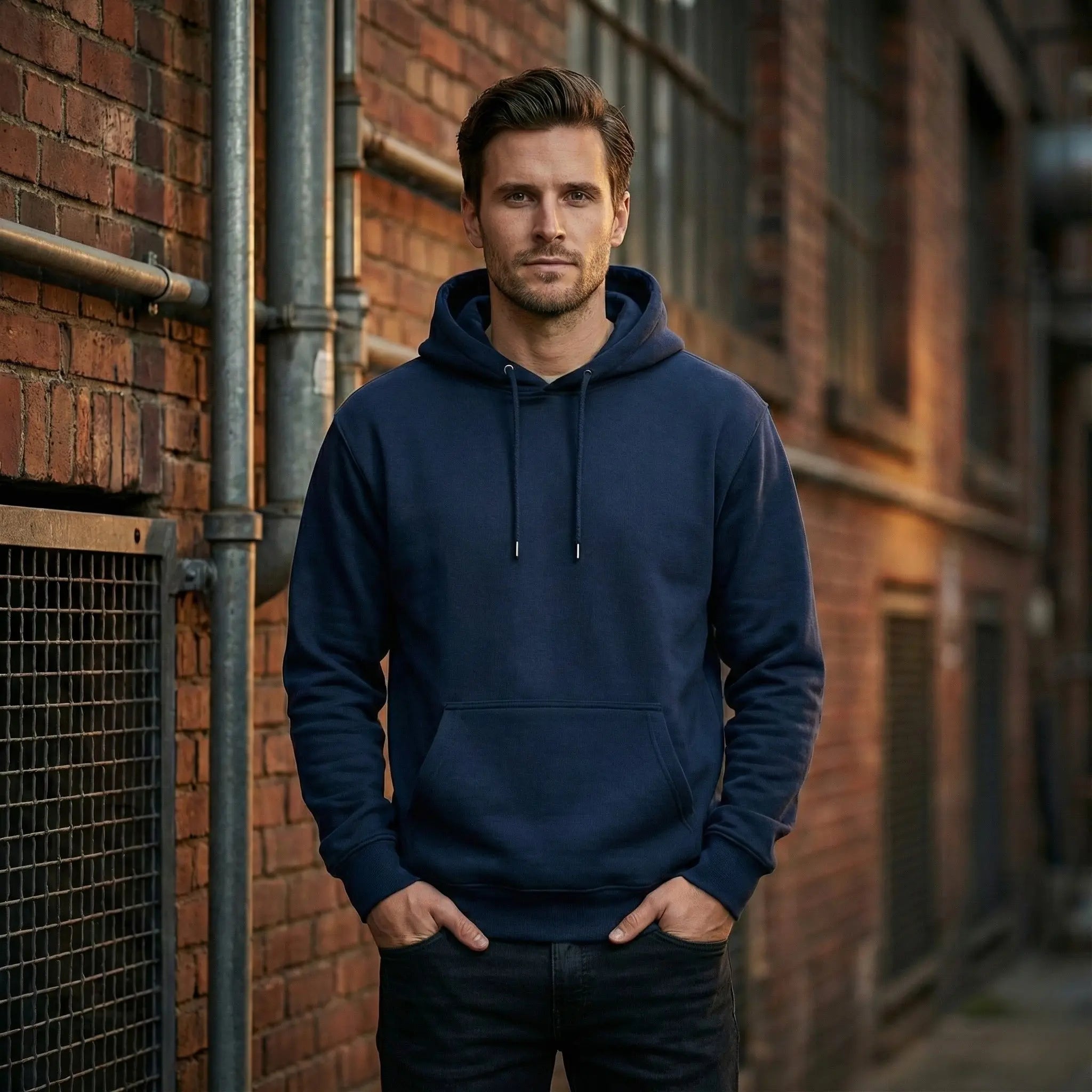 : Navy Blue Astronaut Graphic Back Print Streetwear Hoodie Secondary image