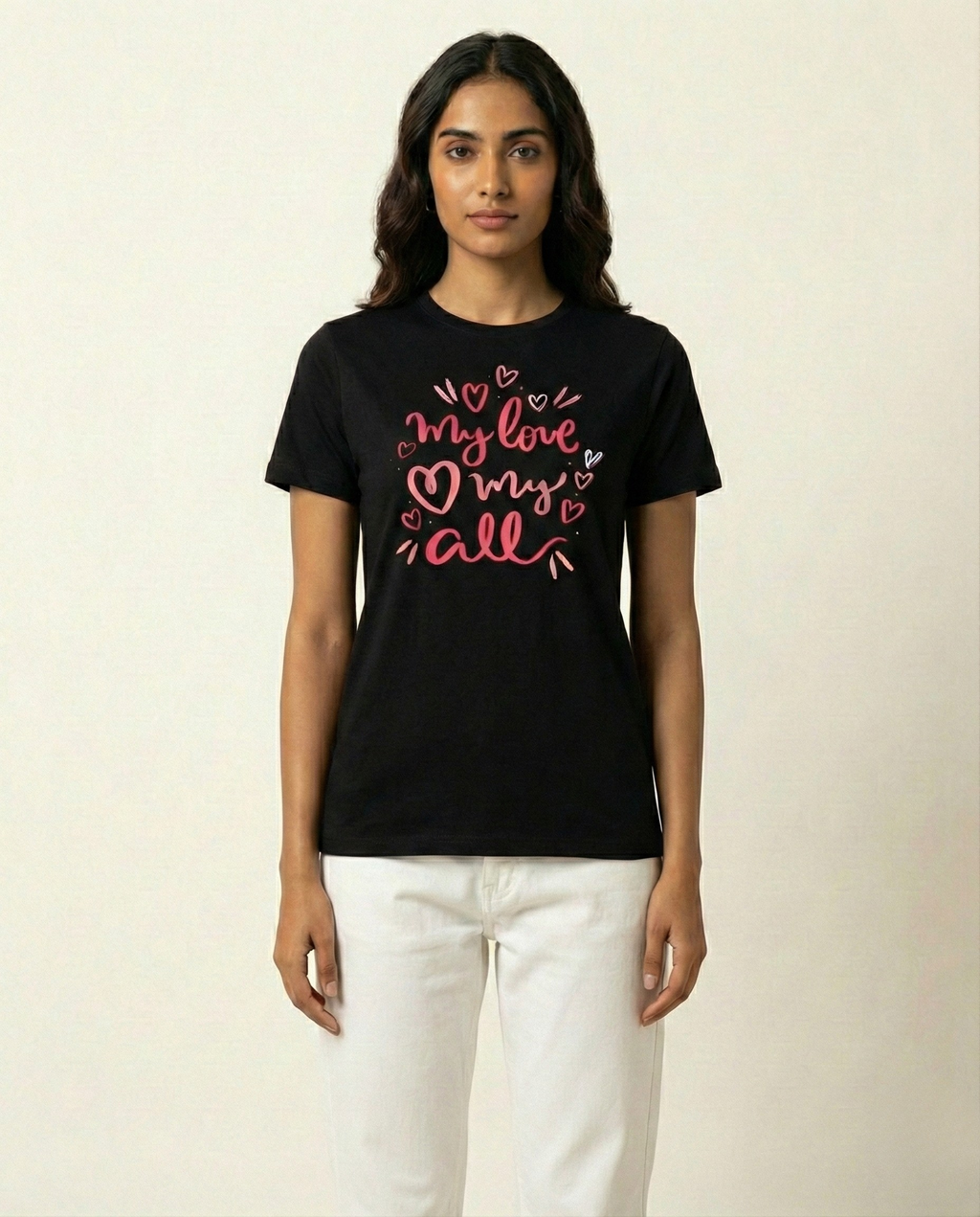 My Love My All Graphic Printed Black Tshirt