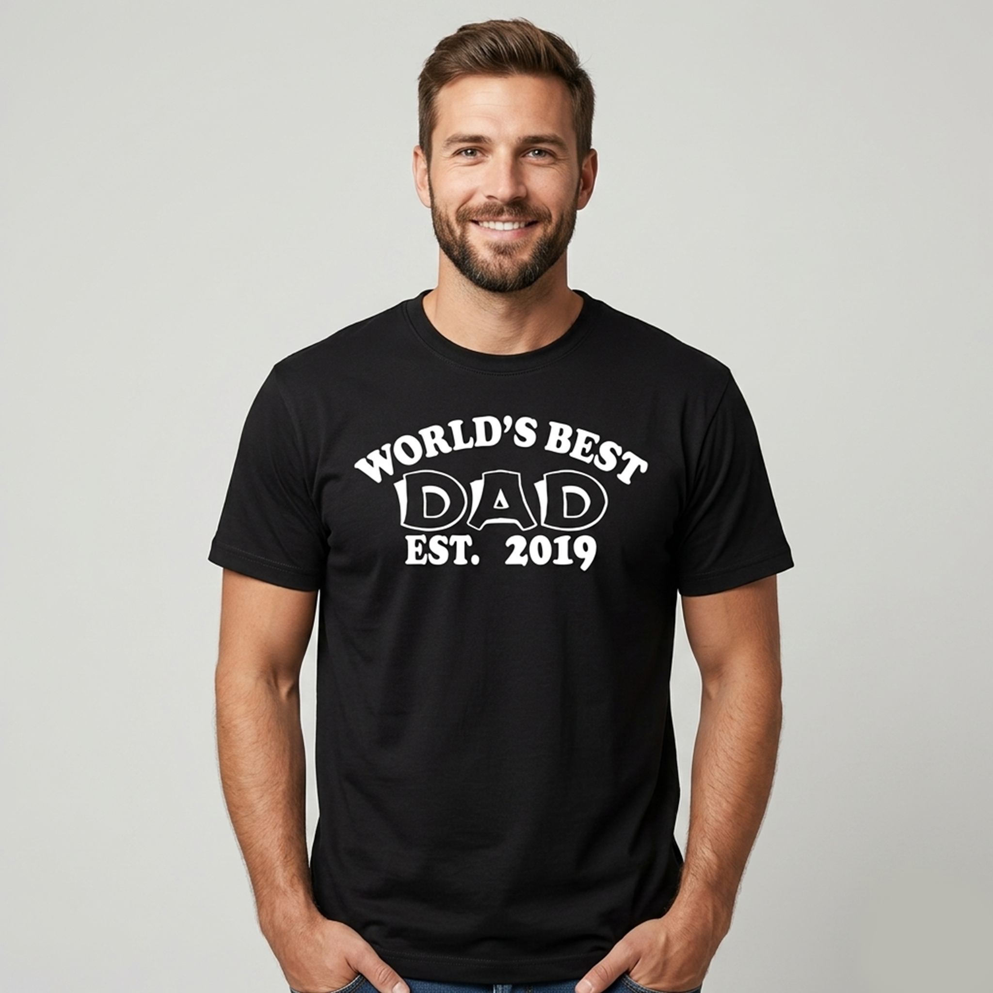 Men's Black World's Best Dad Graphic Oversized T-Shirt
