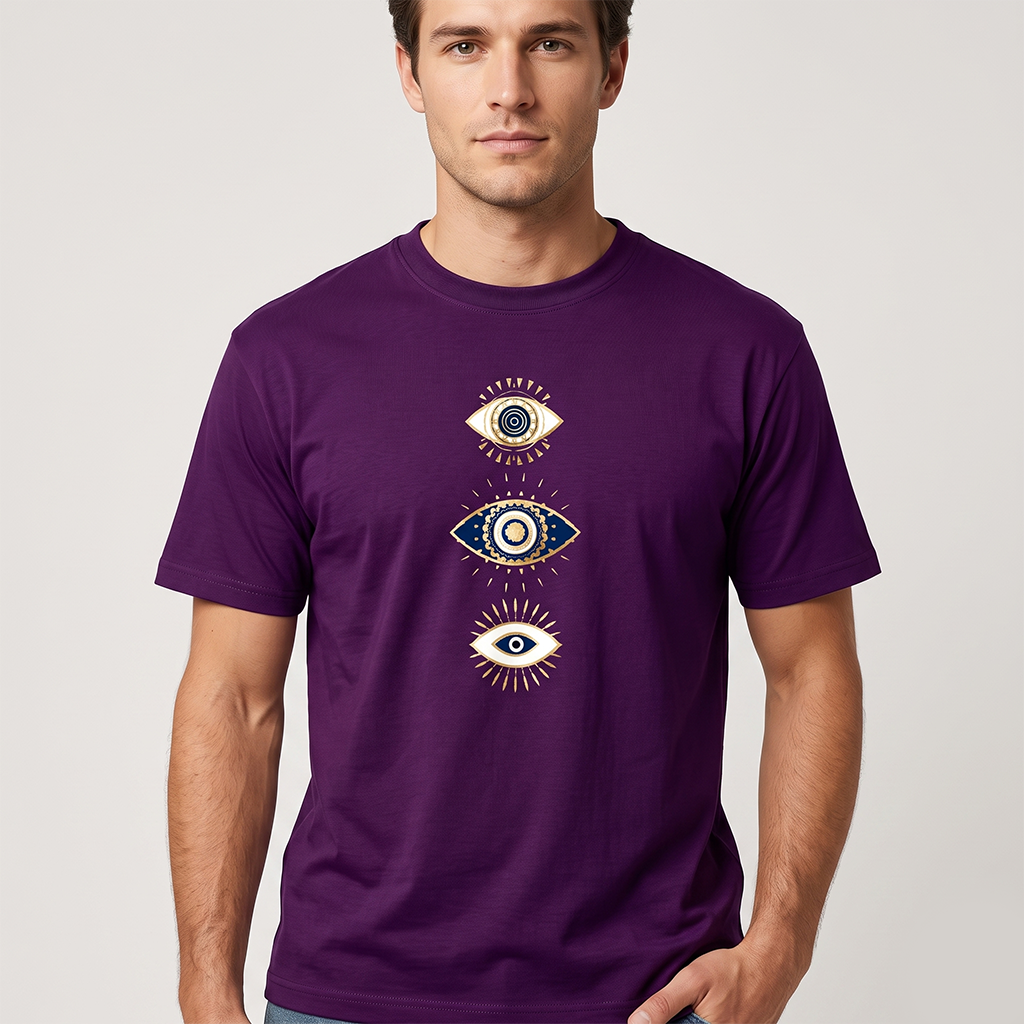 Dark Purple Mystic Evil Eye Oversized T-Shirt