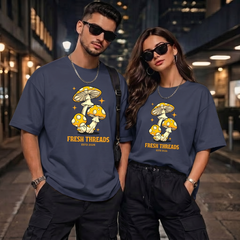 Unisex Fresh Threads Mushroom Graphic Dark Grey T-Shirt