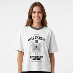Women's "Change Is Constant" Oversized White T-Shirt
