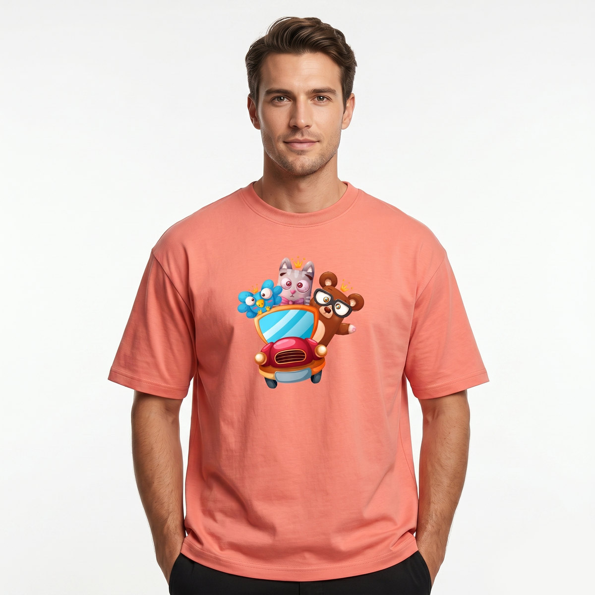 Unisex Coral Animal Joyride Oversized T-Shirt